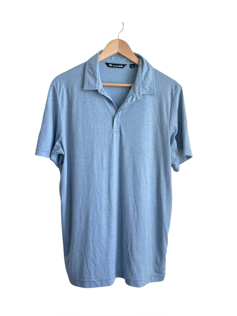 TravisMathew Mens Light Blue Classic Golf Polo Shirt Size Large